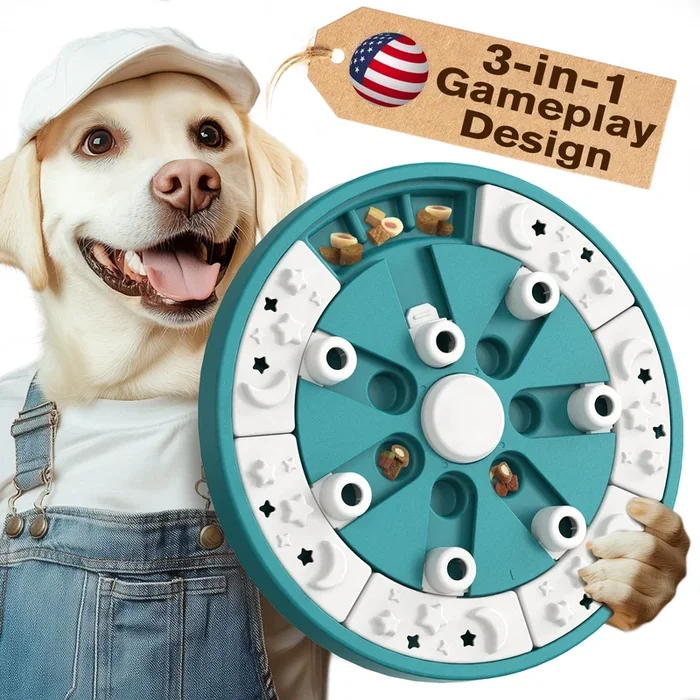 KADTC U.S. Brand & Design -2 Levels of Challenge -3 Ways to Play Large Size Dog Puzzle Toys for Small/Medium/Large Dogs Treat Puzzles Food Enrichment Puppy Mental Stimulation Christmas & New Year Gift