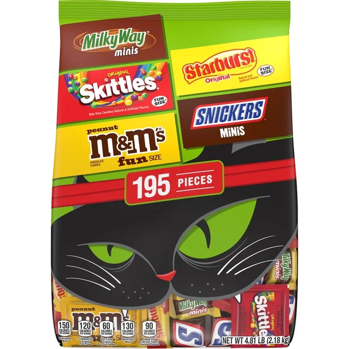 M&M’s, Skittles & More Fun Size Halloween Candy Variety Pack – 195 Ct Bulk Bag