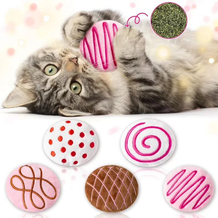 Mallmall6 Catnip Toys For Cat – 5Pcs Chocolate Truffles Catmint Interactive Teething Chew Kick Cat Toy For Indoor Kitten, Soft C