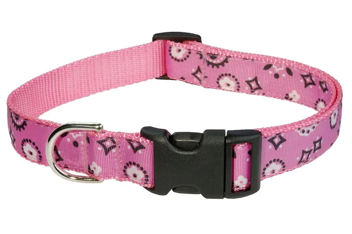 Medium Pink Bandana Dog Collar: 3/4 Wide, Adjusts 13-20 – Made in USA.