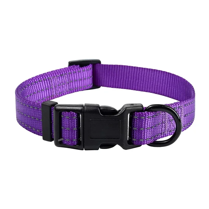 Mile High Life Dog Collar | Nylon Reflective Dog Collars | Light Weight Puppy Collars | Purple Dog Collars For Small Dogs (Solid