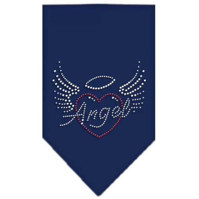 Mirage Pet Products Angel Heart Rhinestone Bandana Navy Blue, Small
