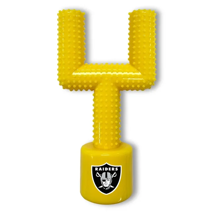 Nfl Las Vegas Raiders Mega-Chew Hard Nylon Bacon-Flavored Dog Bone Football Goal Post Chew Toy. Interactive Tasty Fun Dog Chew T