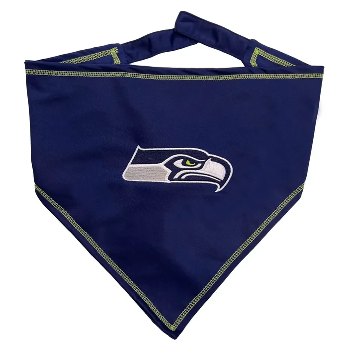 Nfl Seattle Seahawks Tie Bandana, Large/X-Large. Dog Bandana Scarf Bib For Pet Cat Dog. The Ultimate Game-Day, Party Bandana