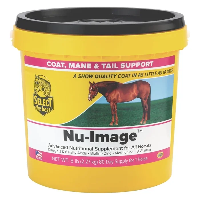 Nu-Image Coat, Mane & Tail Supplement for Horses – Biotin, Omega Fatty Acids & Zinc for Healthy Hair Growth