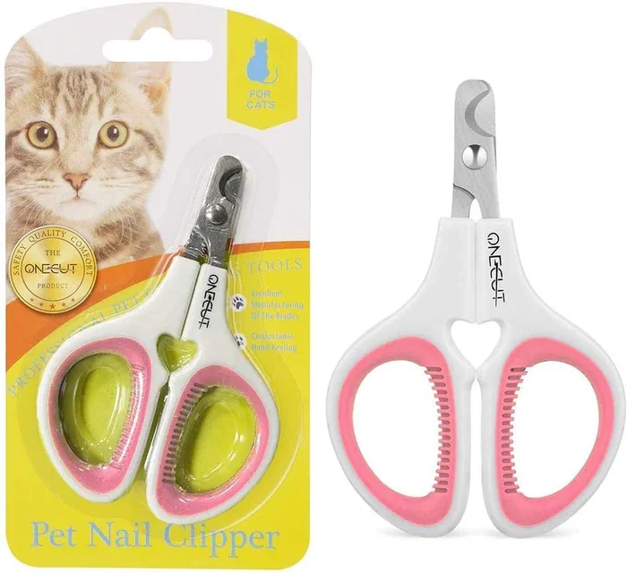 OneCut Pink Pet Nail Clippers – Professional Cat, Kitten, Puppy, Rabbit & Small Dog Nail Trimming Tool, Sharp & Safe Design