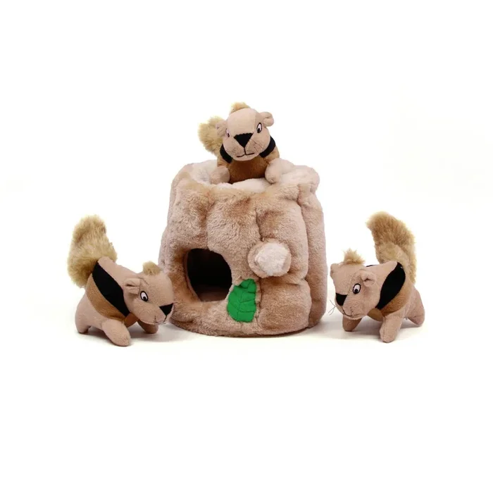 Outward Hound Hide A Squirrel Plush Dog Puzzle Toy Brown MED