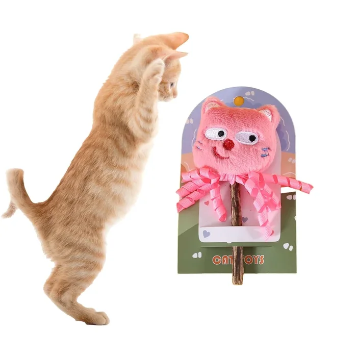 Pawdea Silvervine Cat Chew Sticks – Kitten Teething Toys With Catnip For Indoor Cats (Pink)