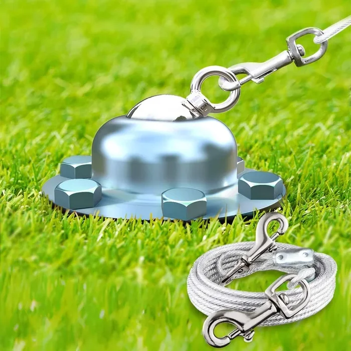 Pestairs 360 Swivel Dog Tie Out Cable and Stake – 50 Ft Dog Yard Leash and Stake Rust Proof for Small Medium Large Dogs – Petfec