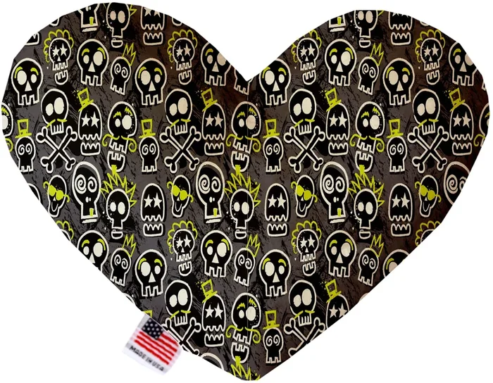Pet and Dog Plush Heart or Bone Toy, “Skulls Group” (Available in different sizes, and 12 different pattern options!) Skater Skulls 8″ Plush Heart