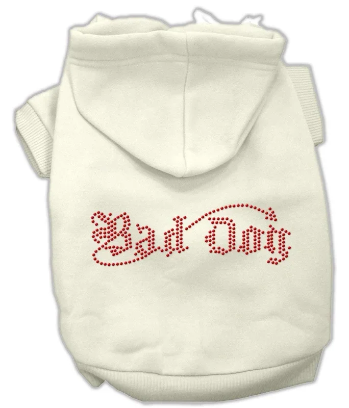 Pet, Dog & Cat Hoodie Rhinestone, Bad Dog Cream SM (3-6 lbs.)