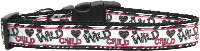 Pet Dog & Cat Nylon Collar or Leash, “Wild Child” XS Collar