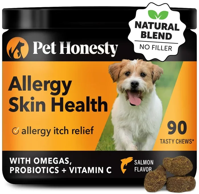 Pet Honesty Allergy Skin Health – Allergy Itch Relief, Fish Oil for Dogs, Probiotics for Healthy Skin, Shiny Coats, Helps Reduce
