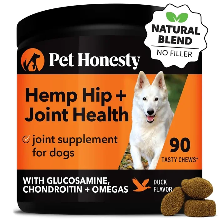 Pet Honesty Hemp Hip & Joint Supplement for Dogs – Hemp Oil & Hemp Powder – Glucosamine Chondroitin for Dogs, Turmeric, MSM, Gre