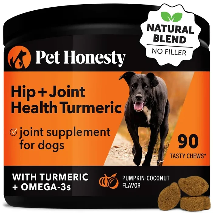 Pet Honesty Hip & Joint Turmeric Health – Joint Supplement for Dogs, Omega-3 Fish Oil, Turmeric Support Joint Health, Ease Stiff