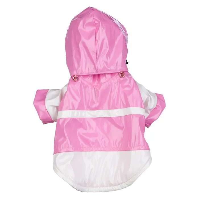 Pet Life DPF34504 PVC 2 Tone Raincoat with Removable Hood for Dog, Medium, Pink/White