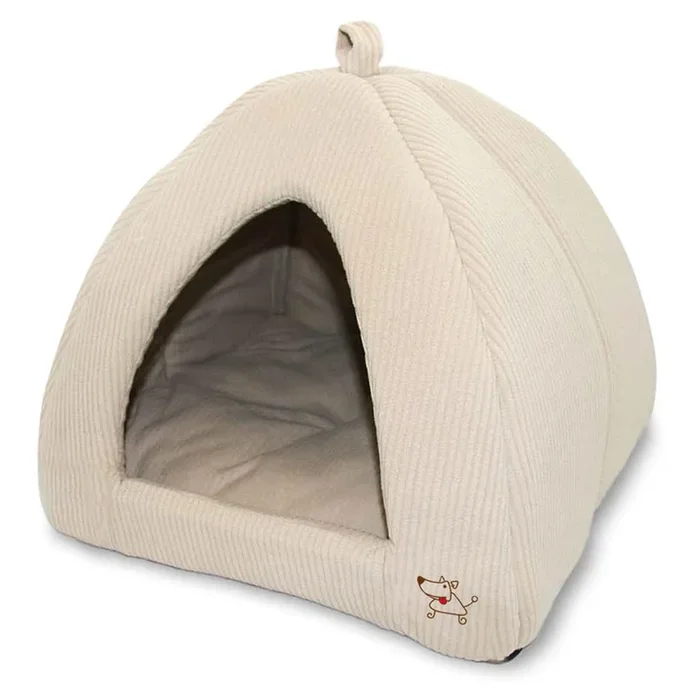 Pet Tent-Soft Bed for Dog and Cat by Best Pet Supplies – Beige Corduroy, 19 x 19 x H:19