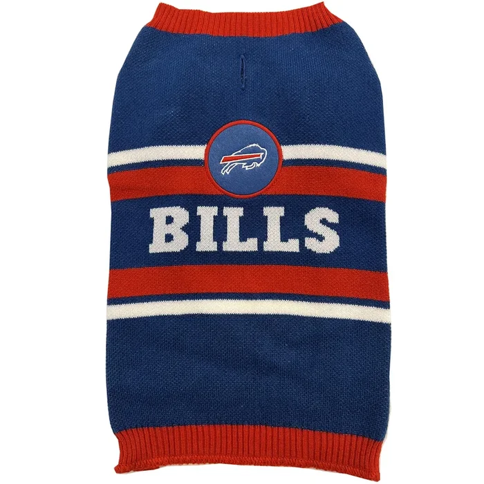 Pets First Nfl Buffalo Bills Dog Sweater, Size Large. Warm And Cozy Knit Pet Sweater With Nfl Team Logo, Best Puppy Sweater For