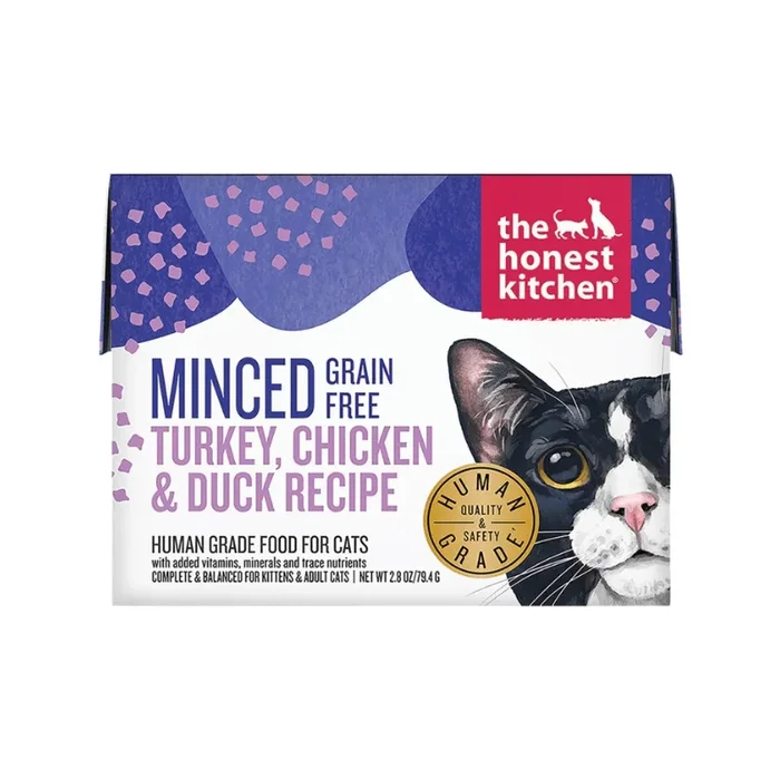 *(Please Use By 2026-03-12)* Wet Cat Food – MINCED – Grain Free Turkey, Chicken & Duck Recipe – 2.8 oz