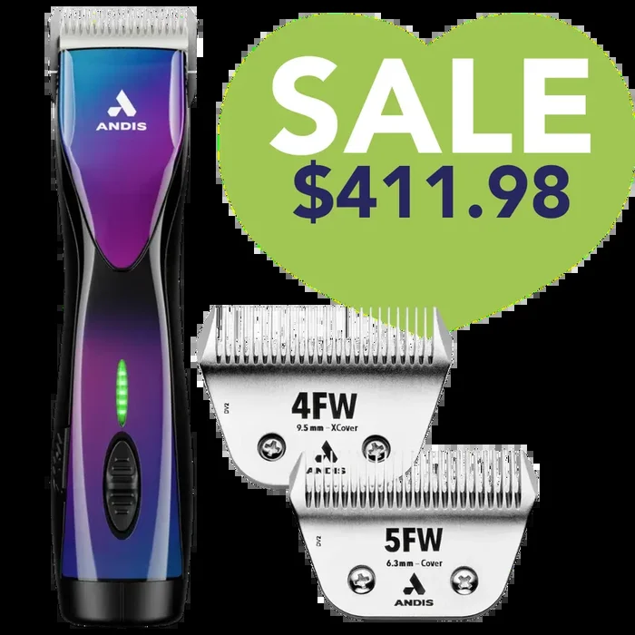 Pulse ZR II Purple Clipper with 4FW and 5FW Blades by Andis