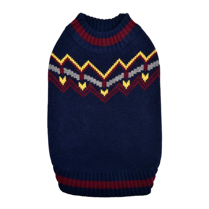 Puppia Kylo Dog Knit Sweater Winter Season For Small And Medium Dogs, Navy, Medium