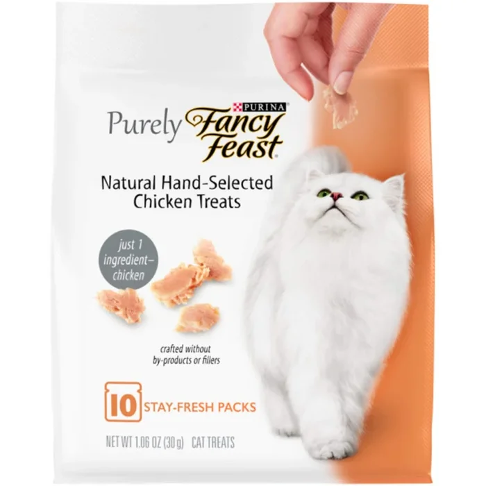 Purina Fancy Feast Natural Cat Treats, Purely Natural Hand-Selected Chicken – (Pack of 5) 10 ct. Pouches