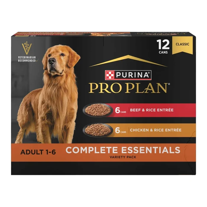 Purina Pro Plan Complete Essentials Wet Dog Food Chicken and Rice Entree and Beef and Rice Entree Variety Pack