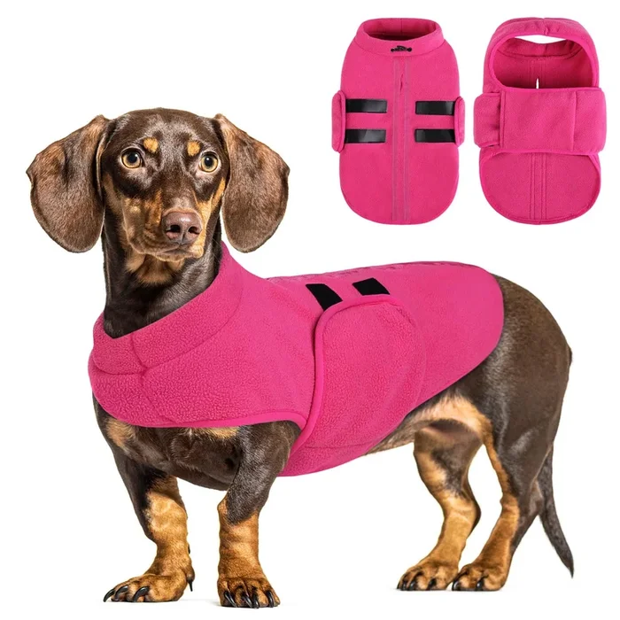 Queenmore XL Dog Sweater, Soft Fleece Vest Pullover Dog Jacket with Leash Hole, Warm Winter Dog Clothes Cold Weather Doggy Dachs