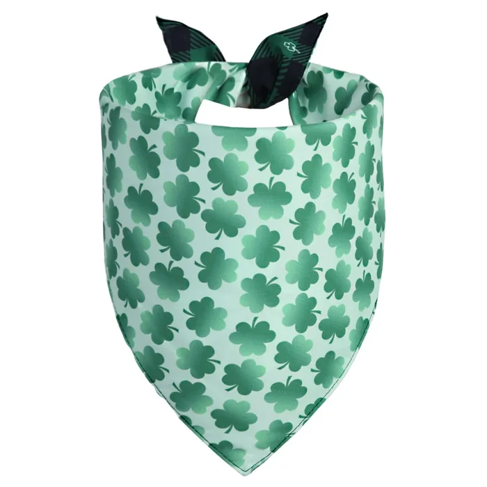 QUQULE St. Patrick’s Day Dog Bandana XLarge 1PCS, Green Scarf for Boy and Girl, Durable Triangle Reversible Bibs Handkerchief fo