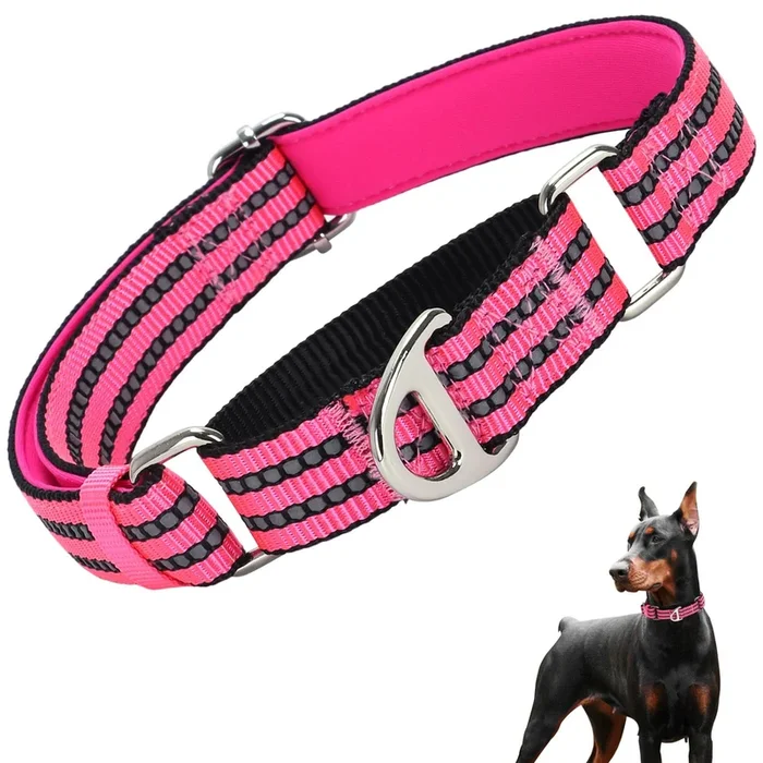 Reflective Martingale Collar For Large Dogs With No Buckle,No Pull Choke Collar With Padded Comfort For Training, Walking & Over