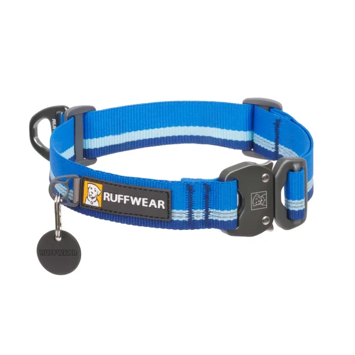 Ruffwear, Top Rope Dog Collar, Reflective Metal Buckle Dog Collar for Everyday Use, Blue Pool, 14-20
