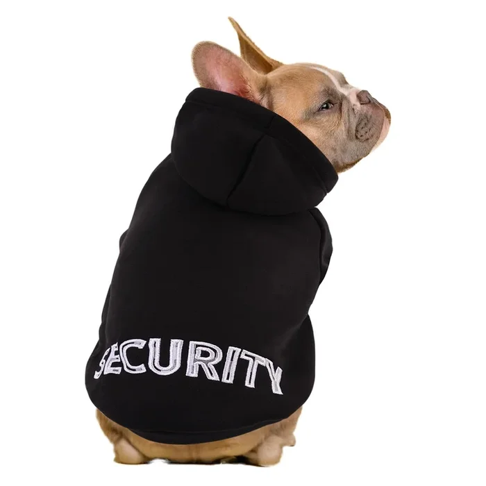 Sawmong Dog Security Hoodie,Flannel Pet Hooded Sweater With Hat Puppy Pullover Sweater Shirt,Dog (Black,L)