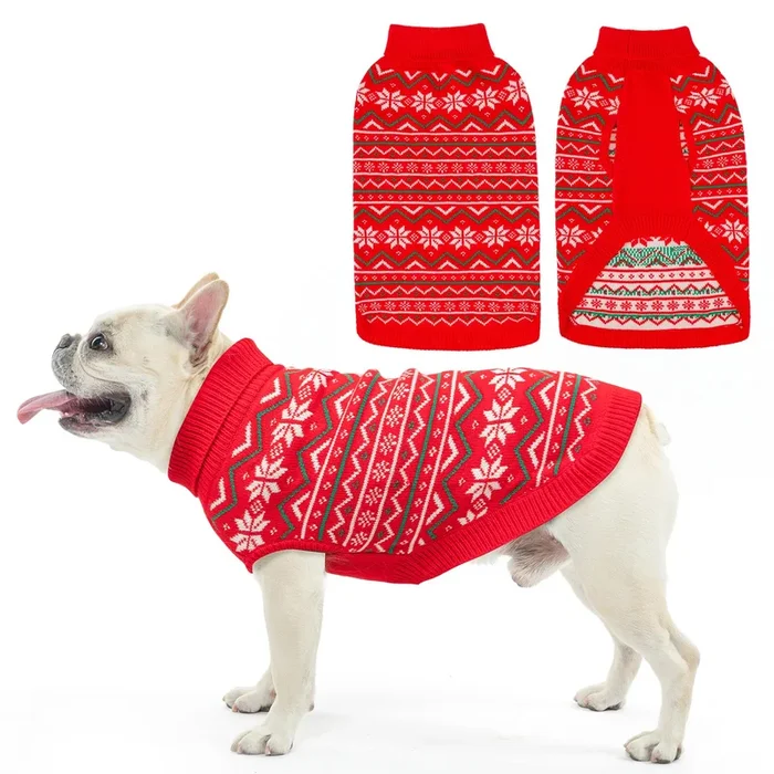 Scenereal Christmas Dog Sweaters For Small Medium Large Dogs, Cozy Snowflake Dog Sweater Pet Pullover Cable Knitwear, Warm Turtl