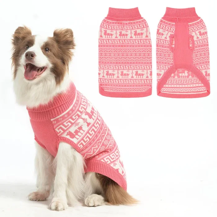 Scenereal Girls & Boys Dog Sweater, Turtleneck Pullover Winter Dog Clothes, Christmas Outfit With Golden Retriever, Labrador, Ro