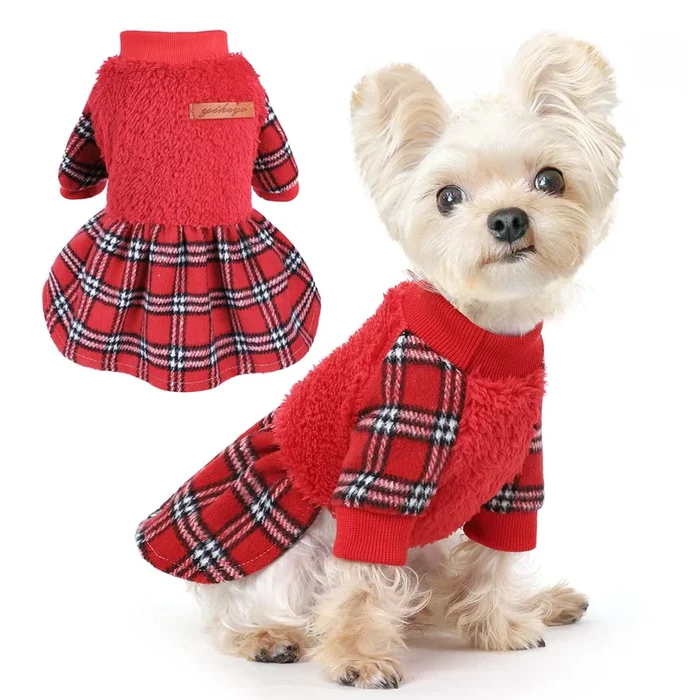Shifenmei Christmas Dog Clothes Xxs Dog Dress Chihuahua Teacup Dog Dresses Winter Dog Clothes For Small Dogs Girl Fall Puppy Dre