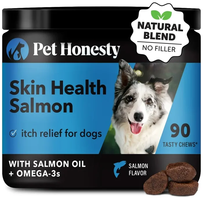 Skin Health Salmon Chews – Itch Relief for Dogs, Omega 3 Fish Oil for Dogs, Natural Salmon Oil for Dog Chews for Healthy Skin &