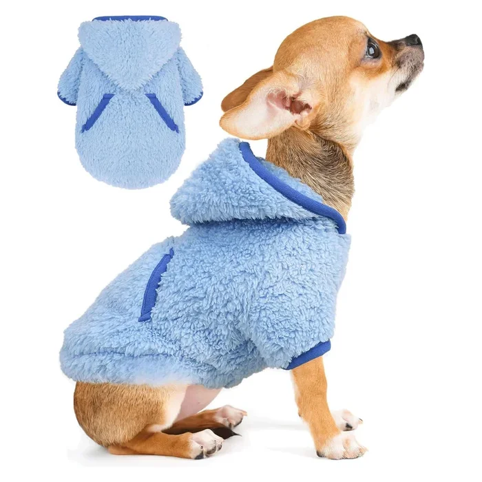 Small Dog Sweater Fleece Hoodie Girl Boy Winter Warm Puppy Clothes Chihuahua Teacup Yorkie Soft Stretchy Tiny Dog Outfits Cat Sw