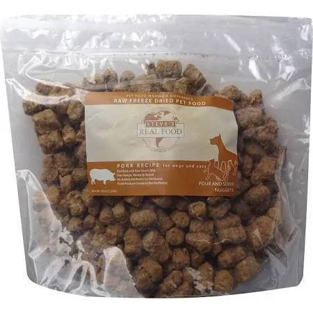 Steve’s Real Food Dog Freeze Dried Nuggets Pork 1.25lb !{L-x}