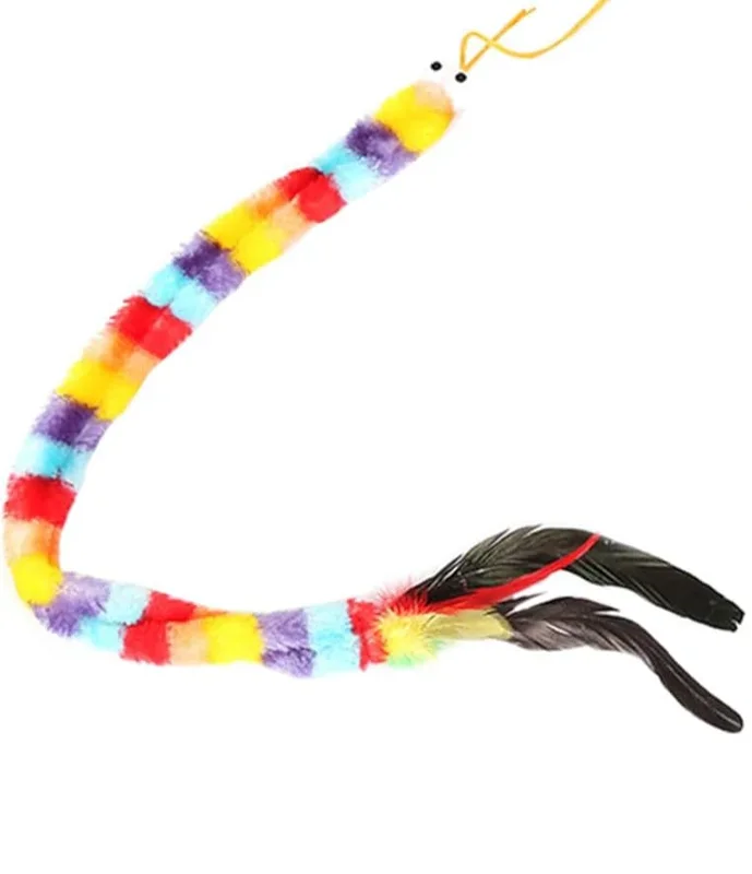 Stripey Fleece with Feathers Wand Attachment Cat Toy