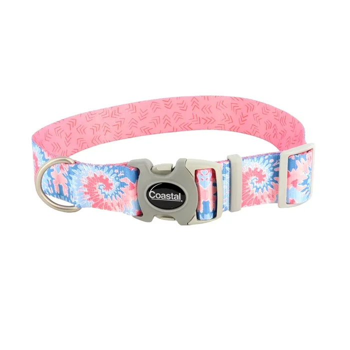 Sublime® Adjustable Dog Collar Pink Tie-Dye Large