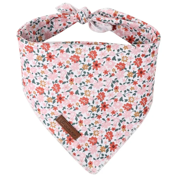 Summer Dog Bandana, Up Urara Pup Orange Bandana For Small Large Dogs, Cotton Handkerchief Cute Little Flower Puppy Triangle Bid
