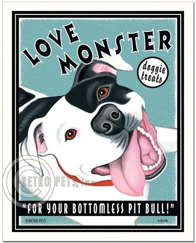 T-103 8×10 Print, Pitbull Terrier “Love Monster, B/W”