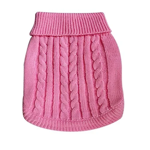 Tangpan Turtleneck Classic Straw-Rope Pro Pet Dog Sweater Apparel(Pink,XS)