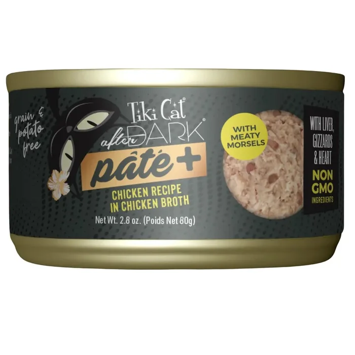 Tiki Cat After Dark Pate+ Wet Cat Food – Chicken – 2.8oz Can