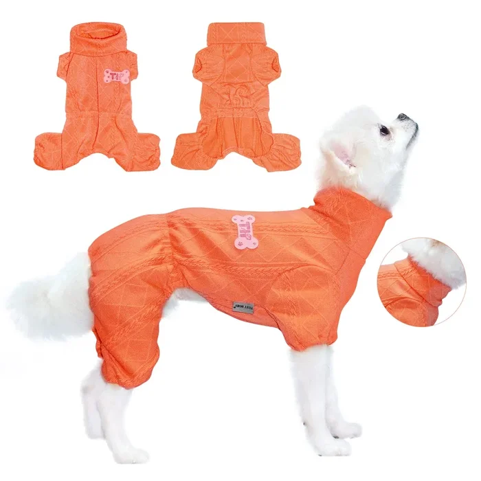 Tony Hoby Dog Sweater Shirts, Knitted Dog Sweater, Four-Legged Warm Dogs Shirts Sweaters For Small Medium Dogs (Orange, M)