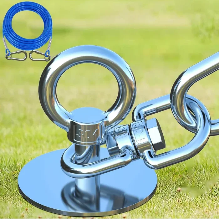 Topknot Dog Tie Out Cable And Stake,20Ft Heavy Duty Cable,360Swivel Dog Run- No Tangle,Runner For Yard – Up To 200Lbs,Chain For