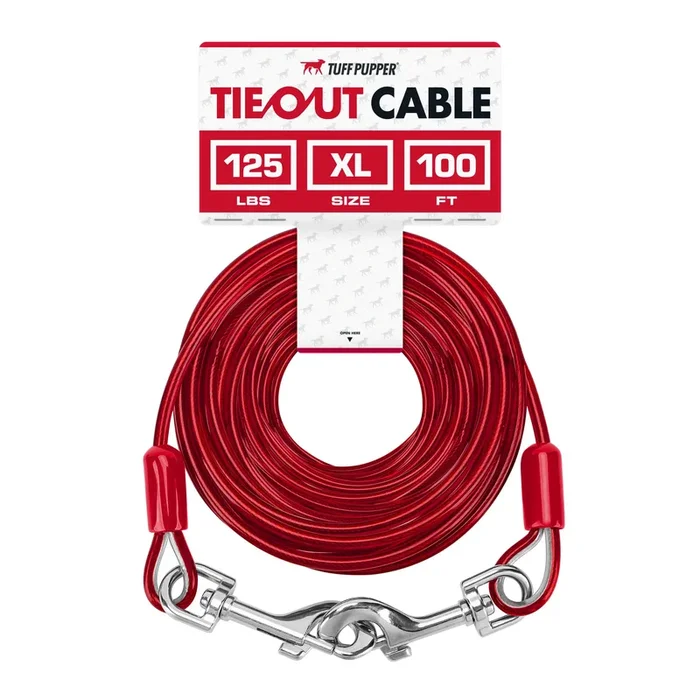 Tuff Pupper Dog Tie Out Cable 100 Feet | Dog Runner Cable For Yard 100 Ft | Heavy Duty Lead | Water & Rust Resistant Industrial
