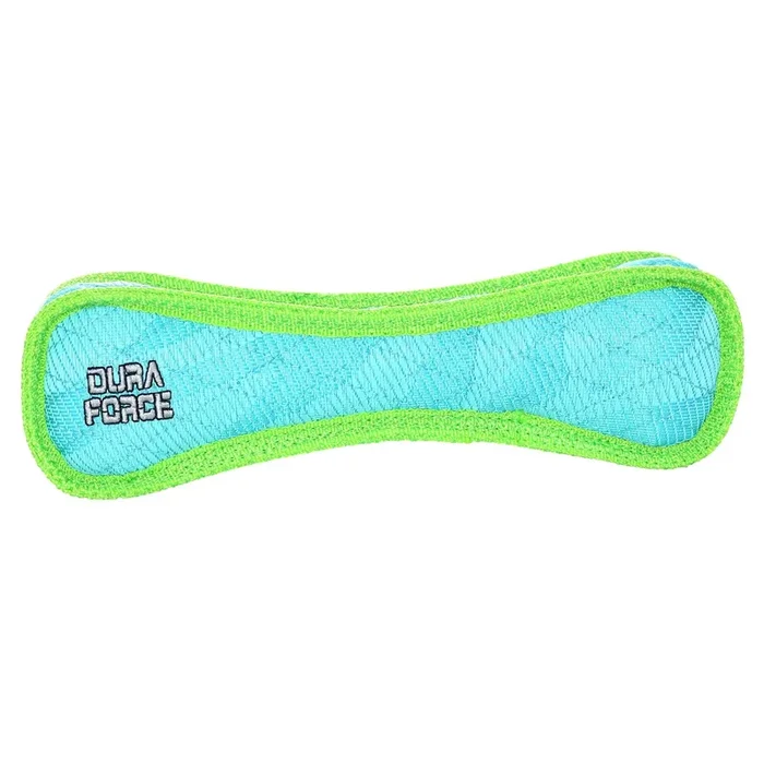Tuffy Dog Toys – VIP Products – DuraForce Bone Tiger – Blue/Green, Durable, Squeaky Dog Toy