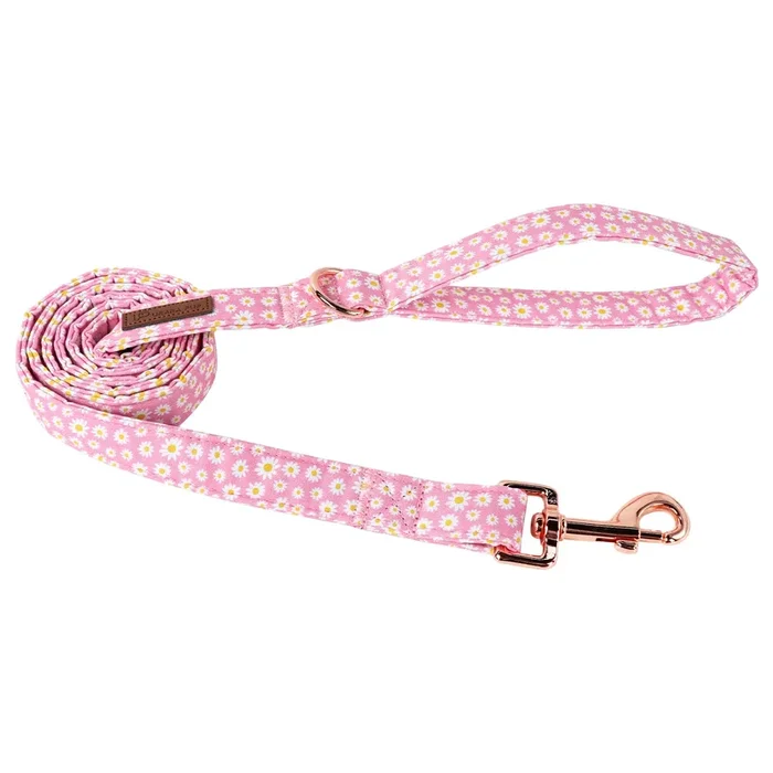 Up Urara Pup Summer Dog Collar & Leash Set, Sturdy Durable Hawaii Cotton, Blue, Fits Small To Large Dogs