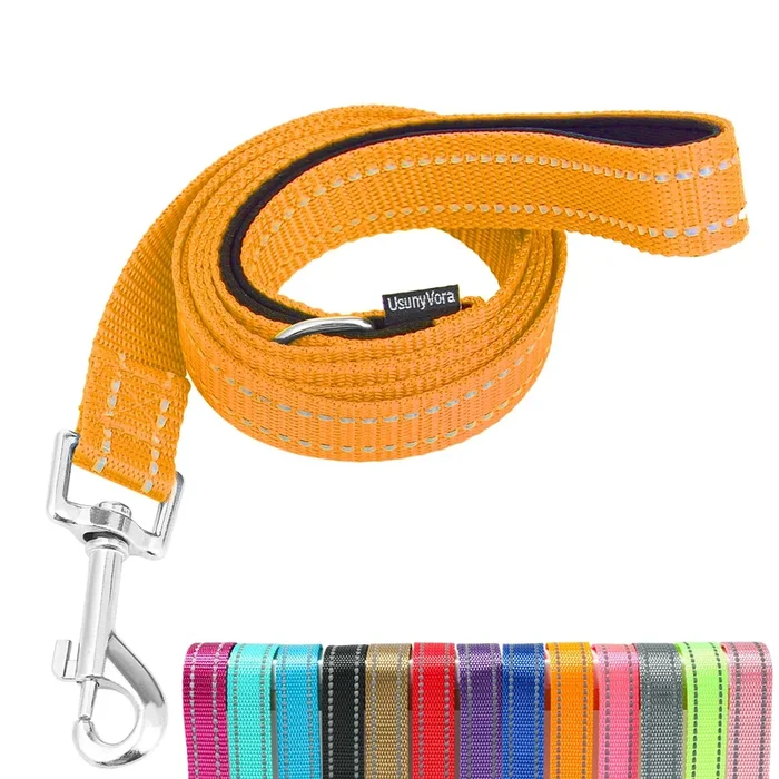 Usunyvora Reflective Nylon Dog Leash For Walking,Strong Dog Leash With Padded Handle For Small And Medium Dogs,6 Ft,Orange